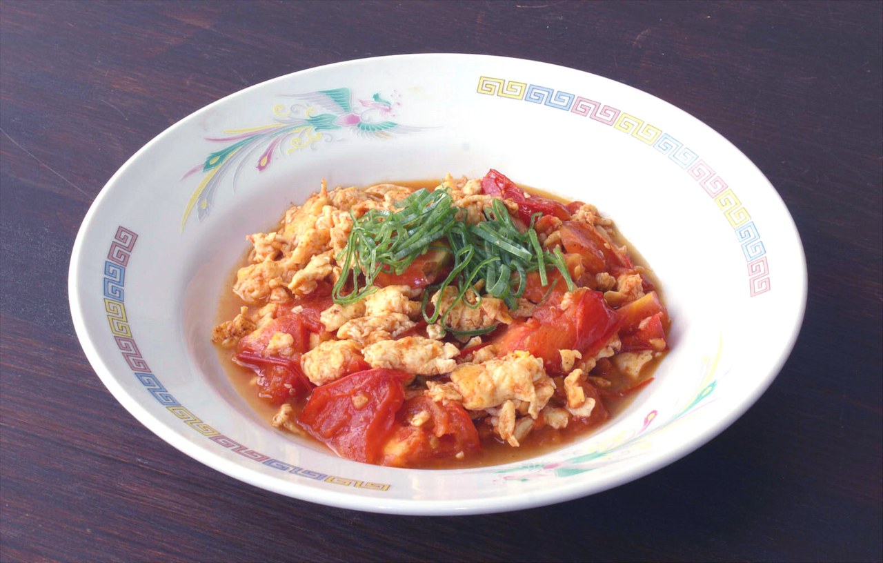 Stir-fried tomato and scrambled eggs