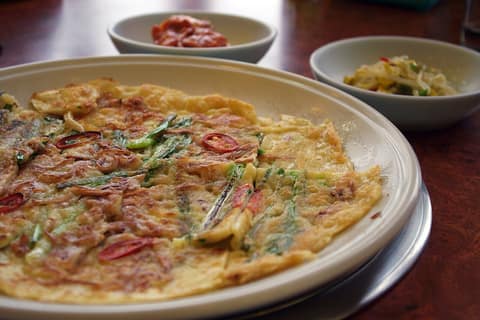 Seafood and spring onion pancake
